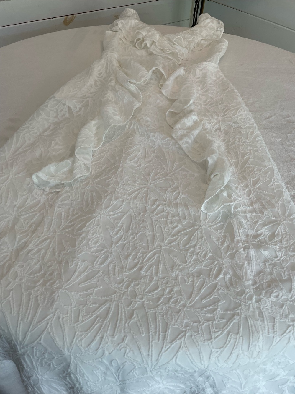 NWT Senlis Size M White Floral Textured Ruffle Maxi Dress Sleeveless Pockets - Picture 5 of 17